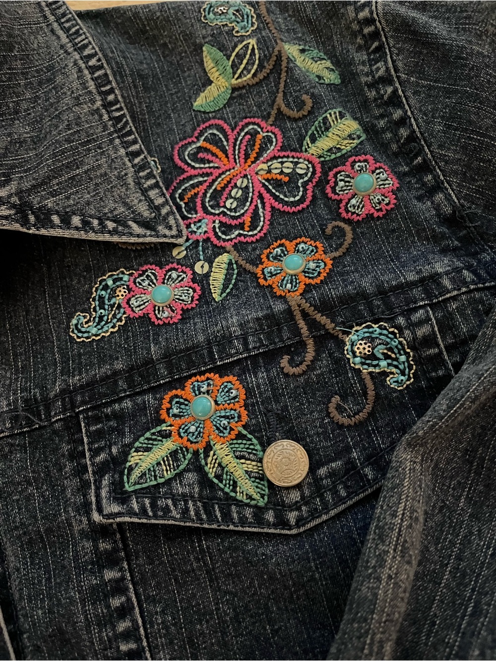 Alfred Dunner Denim Jacket with Floral Embroidery